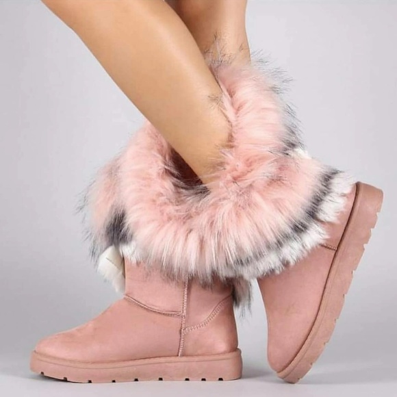 Pazzle Shoes - New! Pink Mid Calf Furry Winter Boots